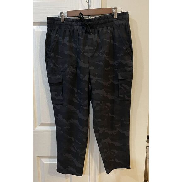 RBX Womens Active Draw String ‎ Black Camo Crop Pants Sz L - Picture 1 of 5